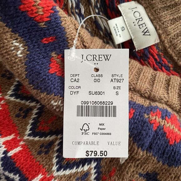 J Crew Sweater Fair Isle Nordic Knit Cotton Pullover Womens Small‎ New - Picture 4 of 9